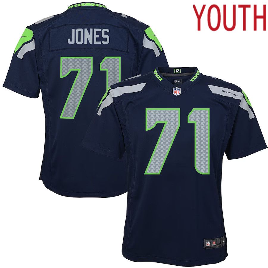 Youth Seattle Seahawks 71 Walter Jones Nike Navy Blue Retired Game NFL Jersey